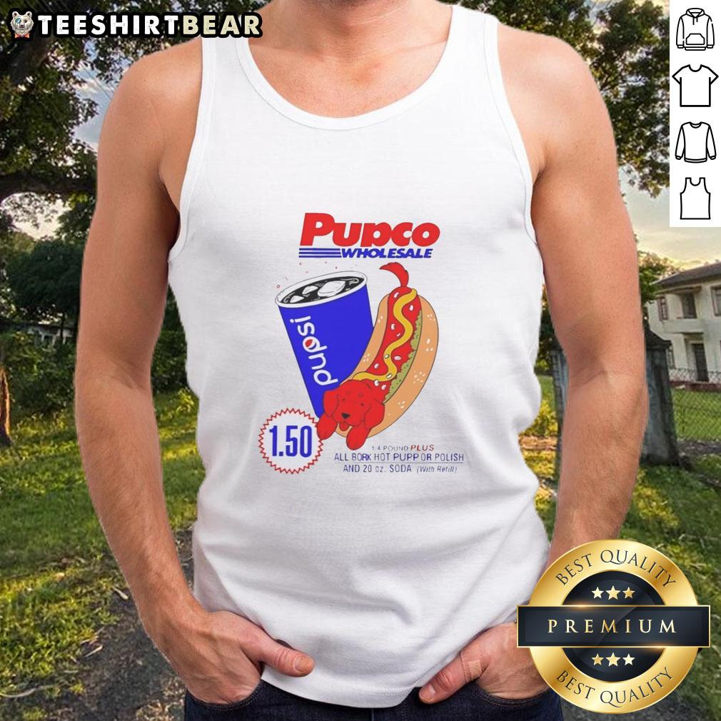 nice-hot-dog-and-red-dog-pupco-wholesale-pupsi-costco-andpepsi-tank-top Stylish tank top featuring a hot dog and red dog design, perfect for summer outings. Pupco Wholesale and Costco inspired.