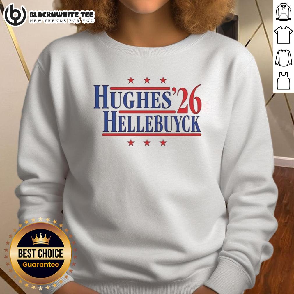 Nice Hughes And Hellebuyck '26 Team Usa Champions Sweatshirt Team USA Champions sweatshirt featuring Nice, Hughes, and Hellebuyck celebrating victory in sports.