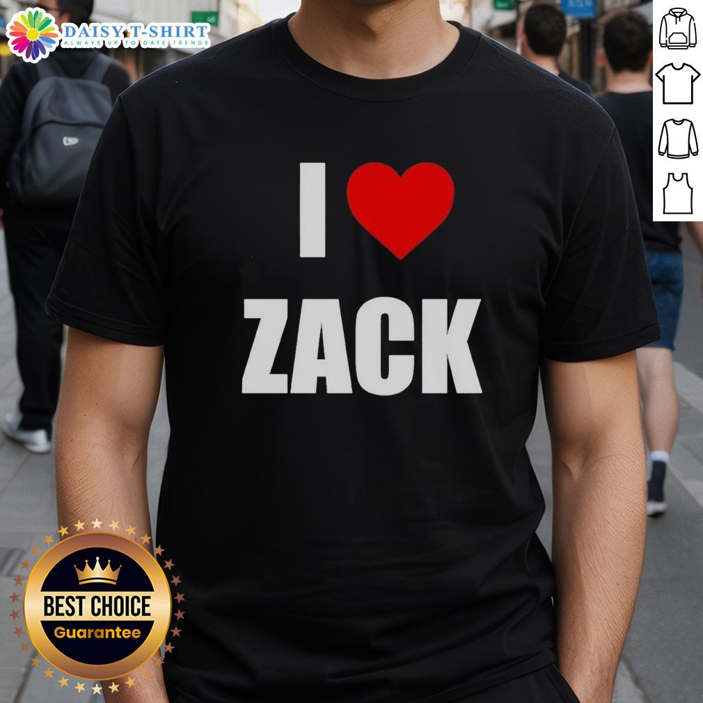 Nice I Love Zack Heart T Shirt Nice I Love Zack heart t-shirt in vibrant colors, perfect for expressing love and style in casual wear.