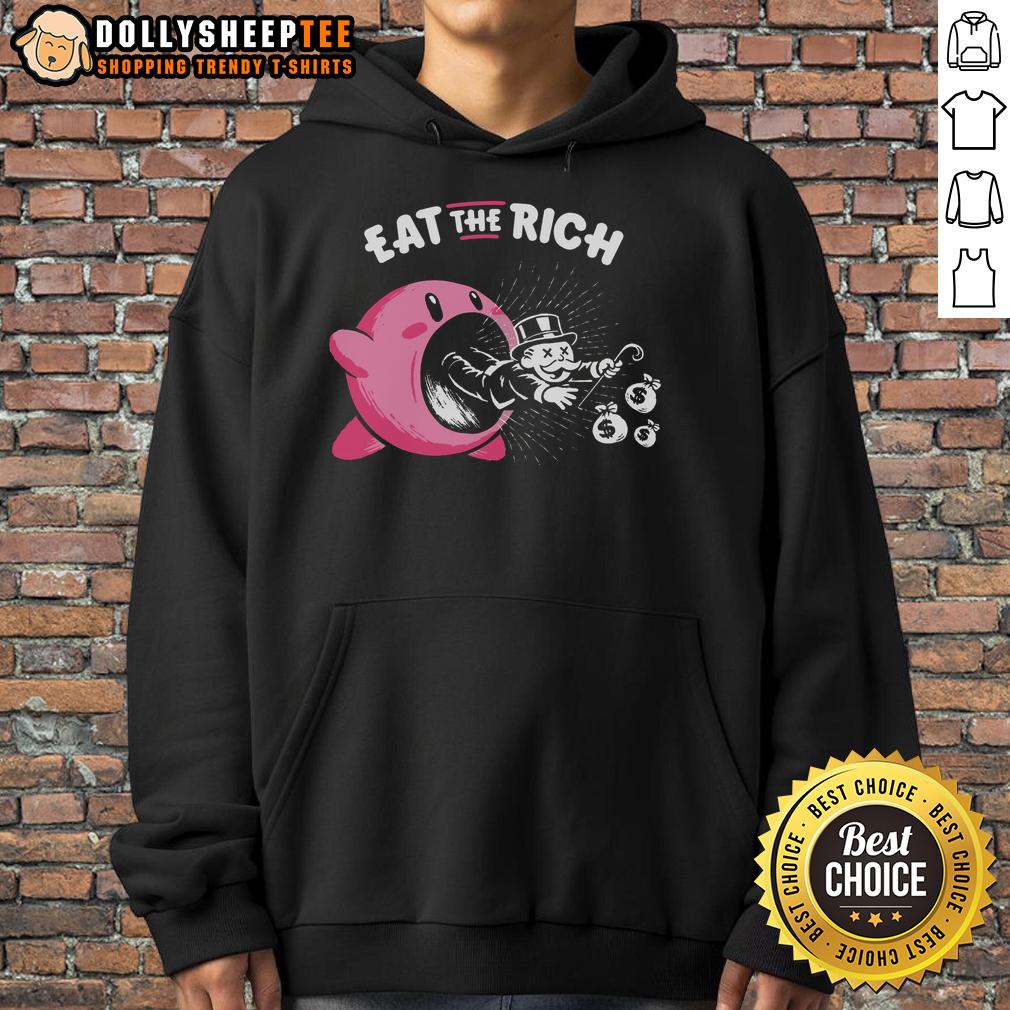 Nice Kirby Eat The Rich Hoodie Nice Kirby Eat the Rich hoodie featuring vibrant graphics of Kirby with a playful design for fans and gamers.