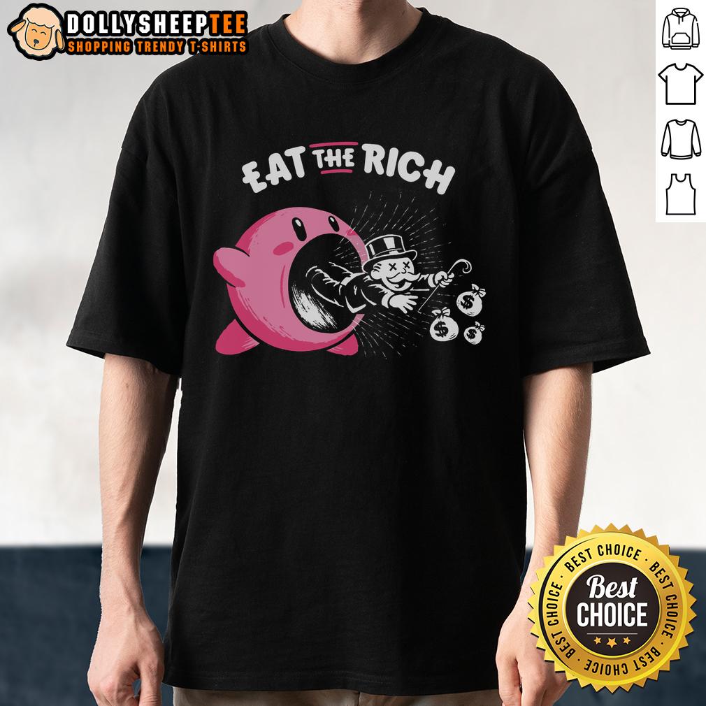 Nice Kirby Eat The Rich T Shirt Nice Kirby Eat The Rich T-Shirt featuring a vibrant design of Kirby with a playful anti-capitalist message.