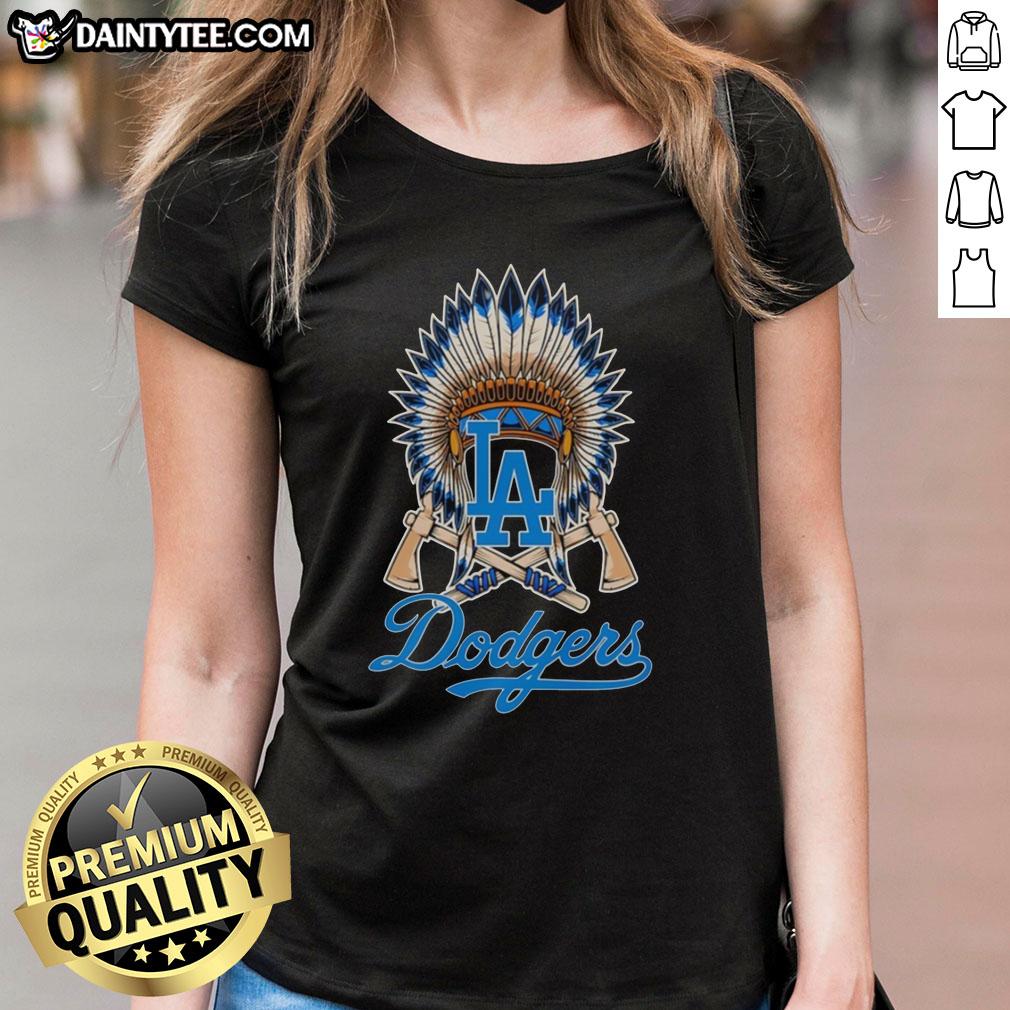 nice-los-angeles-dodgers-native-american-hat-logo-ladies-tee Nice Los Angeles Dodgers Native American hat logo on a stylish ladies tee, perfect for baseball fans.