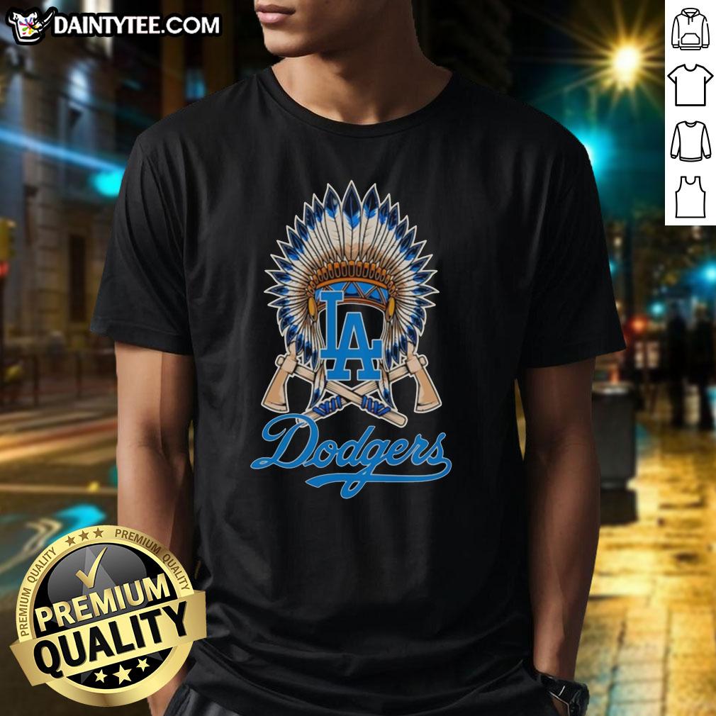 nice-los-angeles-dodgers-native-american-hat-logo-t-shirt-1 Los Angeles Dodgers Native American Hat Logo T-Shirt featuring a unique design for baseball fans and collectors.