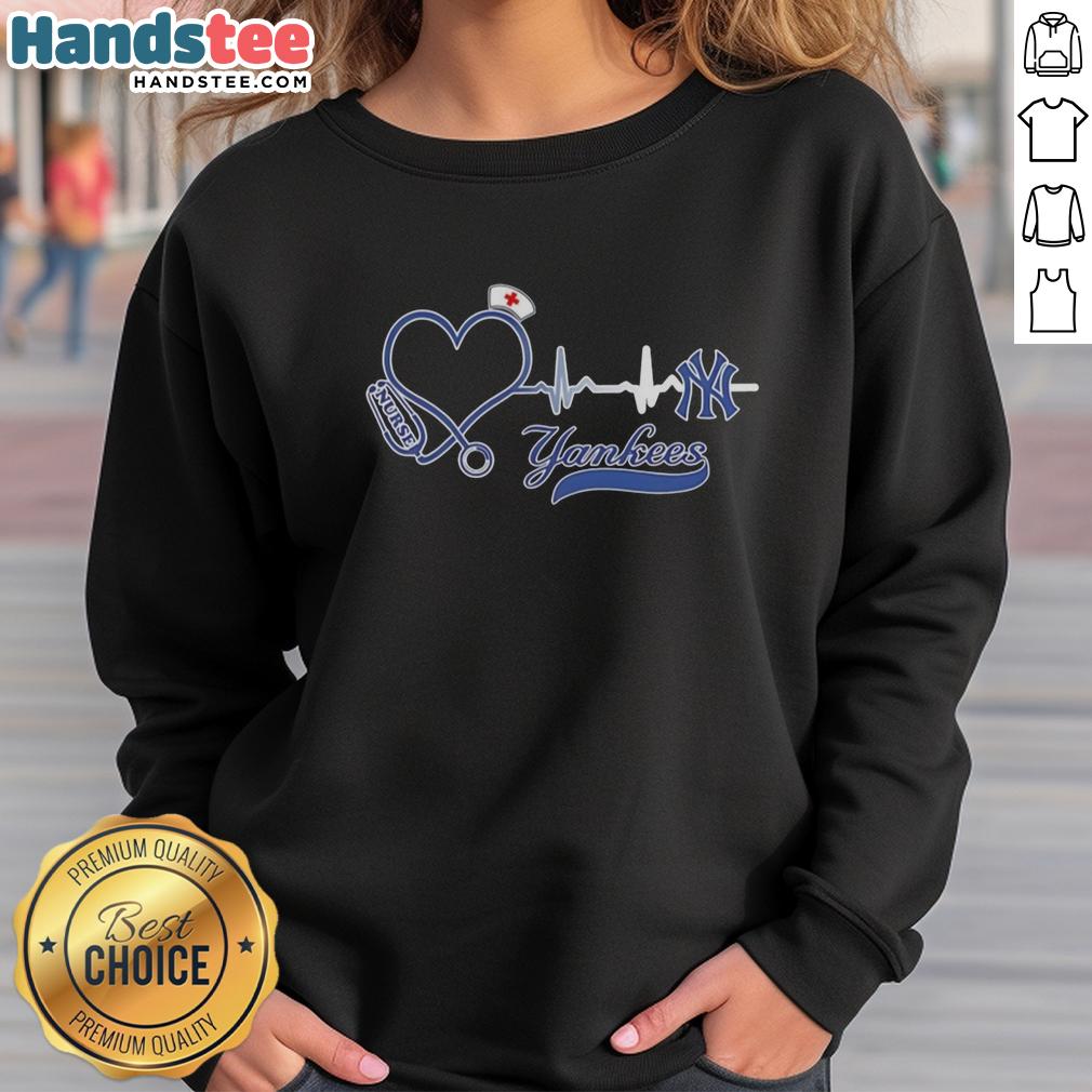 nice-new-york-yankees-nurse-lover-heartbeat-baseball-sweatshirt Nice New York Yankees nurse lover heartbeat baseball sweatshirt in navy blue, perfect for baseball fans and nurses.