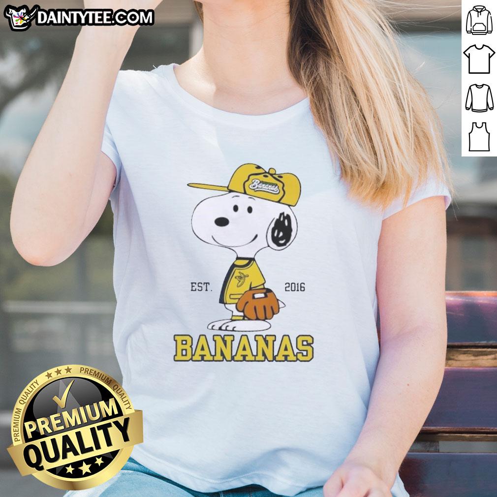 nice-peanuts-snoopy-x-savannah-bananas-est-2016-ladies-tee Nice Peanuts Snoopy x Savannah Bananas Est 2016 ladies tee featuring colorful graphic design and soft fabric.