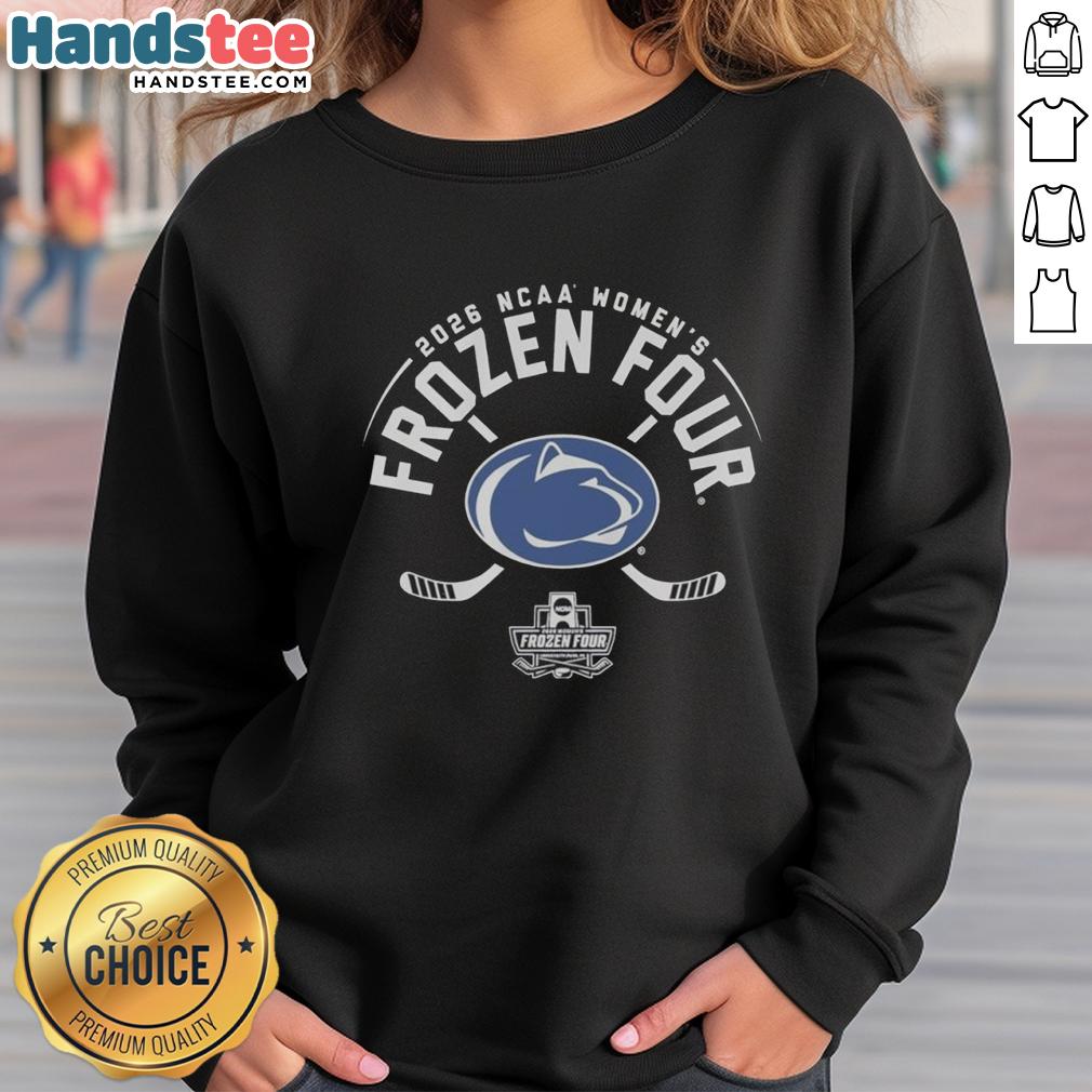nice-penn-state-nittany-lions-ncaa-womens-ice-hockey-2026-frozen-four-sweatshirt Nice Penn State Nittany Lions NCAA Women's Ice Hockey 2026 Frozen Four sweatshirt in navy blue with logo design.