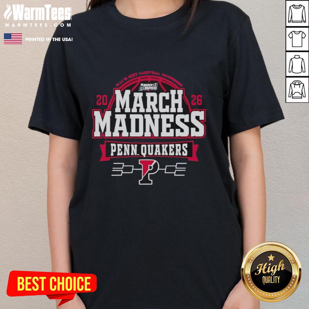 nice-pennsylvania-quakers-2026-ncaa-mens-basketball-march-madness-bound-ladies-tee Nice Pennsylvania Quakers 2026 NCAA Men's Basketball March Madness Bound Ladies Tee featuring team colors and logo.