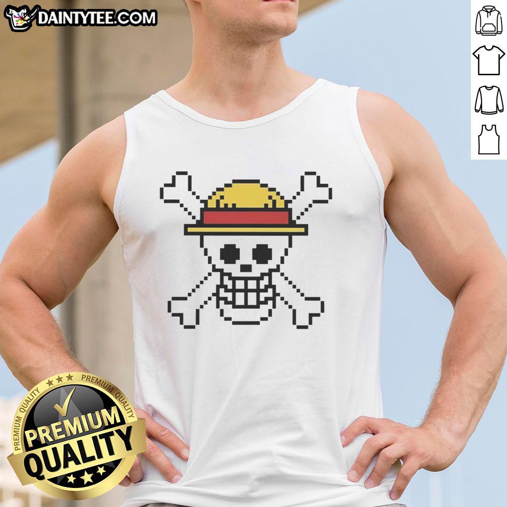 nice-pixel-of-jolly-roger-one-piece-tank-top Alt Text: Jolly Roger One Piece tank top featuring vibrant design, perfect for fans of the popular anime and manga series.
