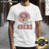 Alt Text: San Francisco 49ers football logo displayed on a large helmet graphic t-shirt design, perfect for fans.