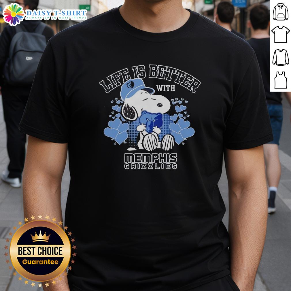 Nice Snoopy Holding Memphis Grizzlies Logo Life Is Better With Memphis Grizzlies T-Shirt Nice Snoopy holding Memphis Grizzlies logo on 'Life Is Better With Memphis Grizzlies' T-shirt, showcasing team spirit.