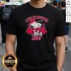 Alt Text: Snoopy holding Miami Heat logo on a stylish 'Life Is Better With Heat' T-shirt, perfect for Heat fans.