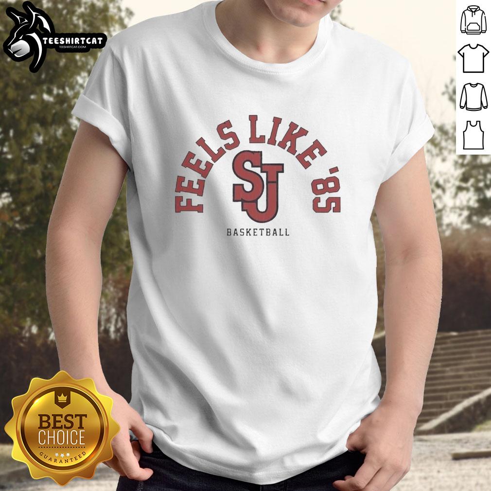 nice-st-johns-red-storm-ncaa-basketball-feels-like-85-logo-t-shirt-1 Alt Text: Nice St John's Red Storm NCAA Basketball '85 logo t-shirt featuring a vibrant design perfect for fans and collectors.
