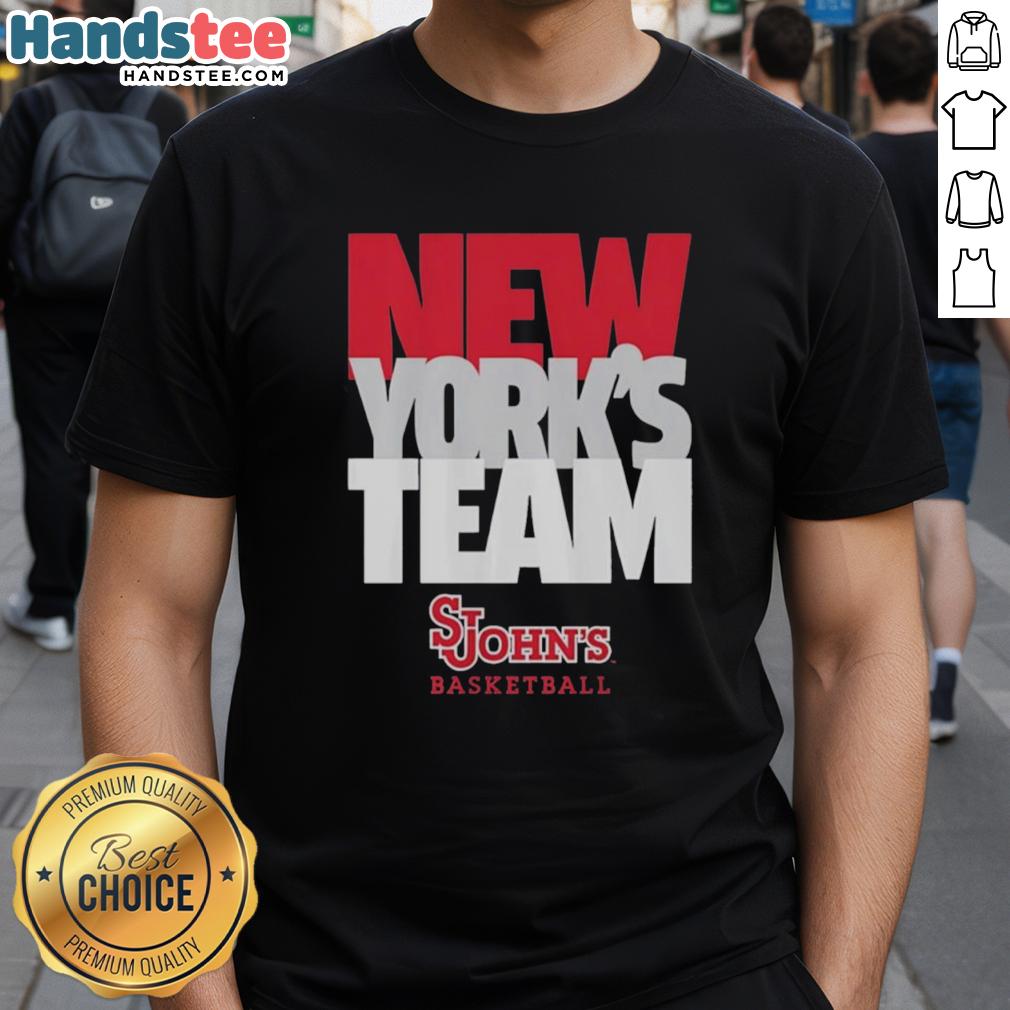 nice-st-johns-red-storm-ncaa-mens-basketball-new-yorks-team-text-stack-t-shirt St. John's Red Storm NCAA Men's Basketball T-Shirt featuring 'New York's Team' text stack design for fans.