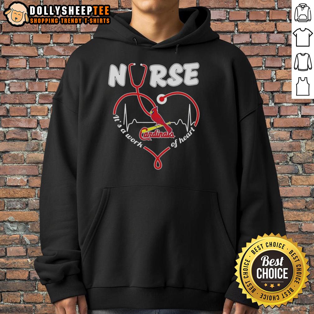 Nice St. Louis Cardinals Mlb Nurse It'S A Work Of Heart Stethoscope Hoodie St. Louis Cardinals MLB nurse hoodie featuring a stethoscope design, a perfect work of heart apparel for fans.