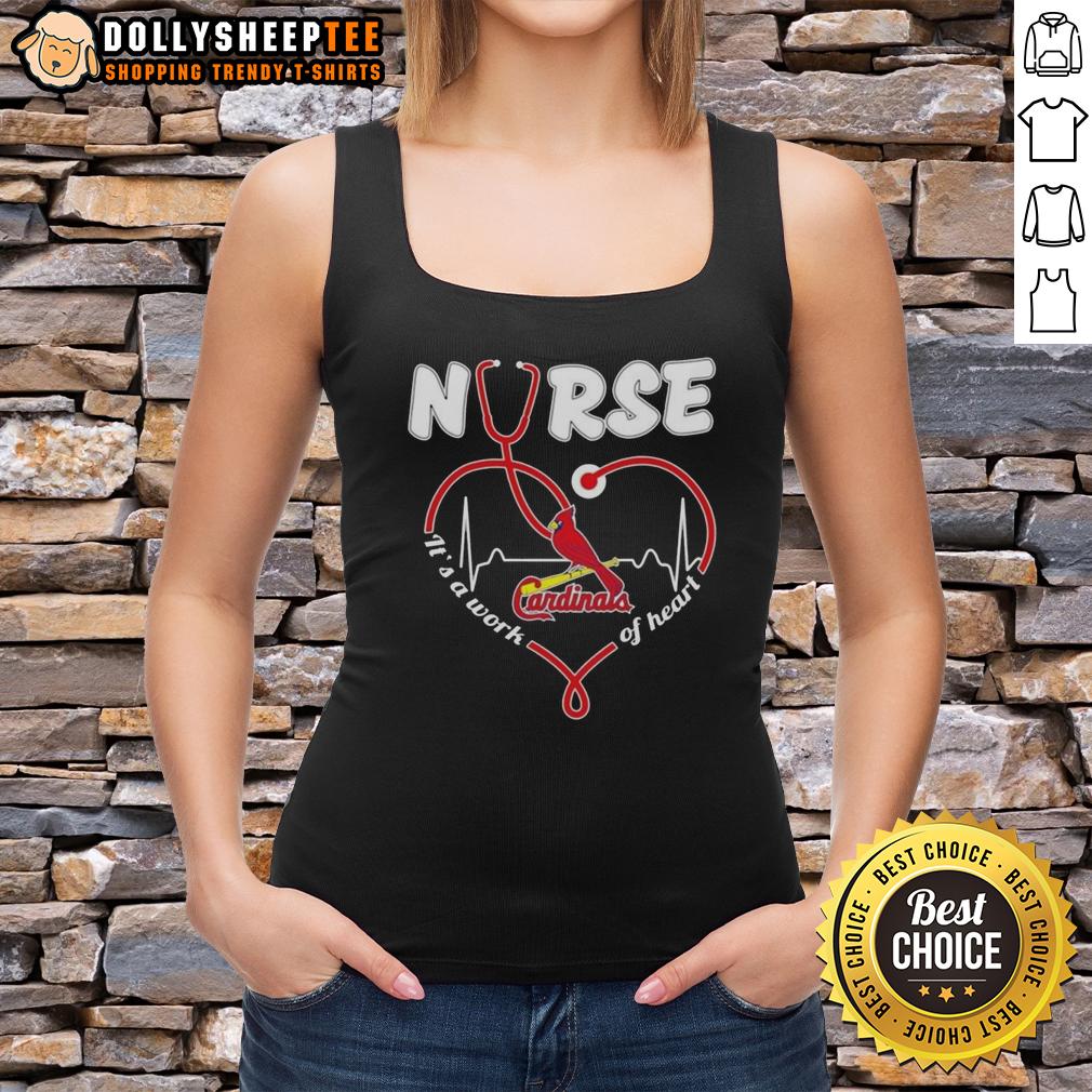 Nice St. Louis Cardinals Mlb Nurse It'S A Work Of Heart Stethoscope Tank Top St. Louis Cardinals MLB nurse tank top with stethoscope graphic, perfect for fans and healthcare professionals.