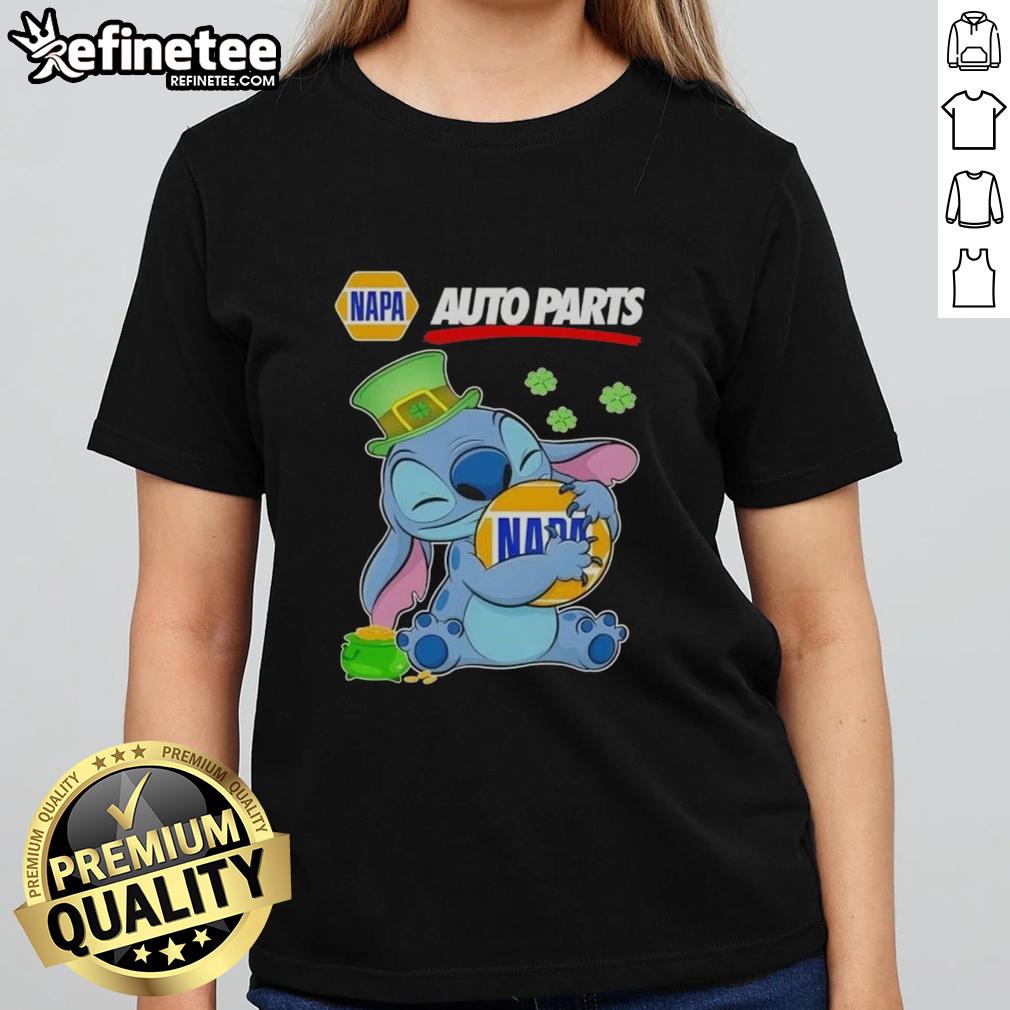 nice-stitch-hug-napa-auto-parts-logo-st-patricks-day-ladies-tee St. Patrick's Day Ladies Tee featuring Nice Stitch Hug Napa Auto Parts Logo in vibrant green design.