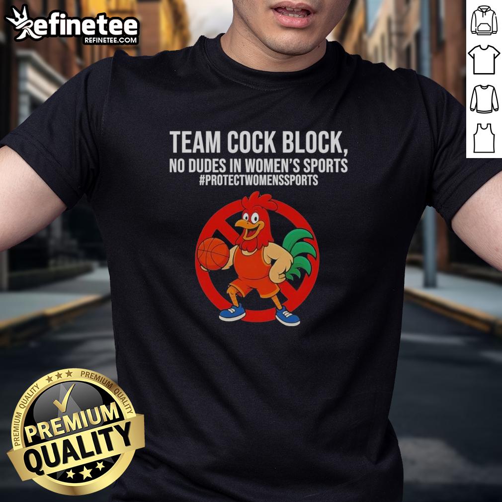 nice-team-cock-block-no-dudes-in-womens-sports-t-shirt Nice Team Cock Block No Dudes In Women's Sports T-Shirt featuring bold text design promoting women's sports empowerment.