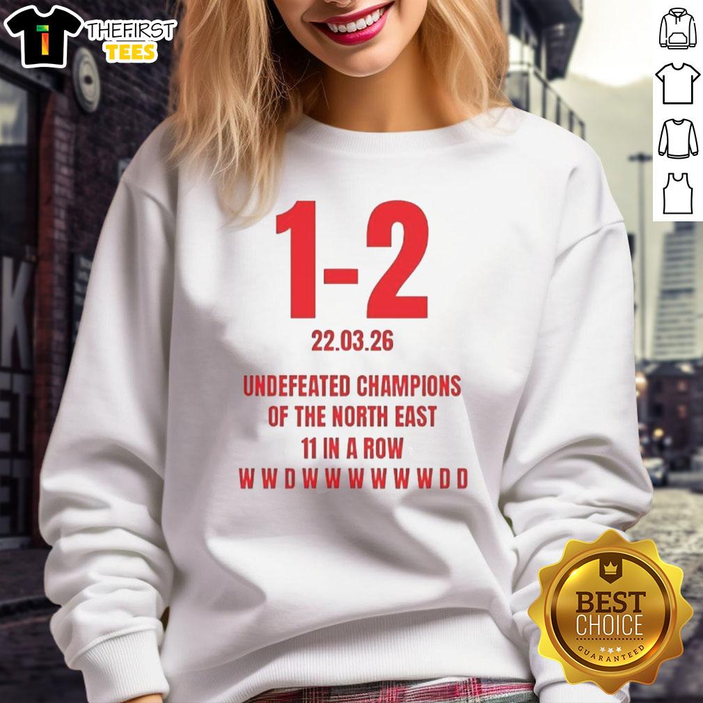 nice-undefeated-champions-of-the-north-east-11-in-a-row-sweatshirt Nice Undefeated Champions of the North East sweatshirt showcasing a bold design celebrating 11 consecutive wins.