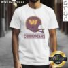 Alt Text: Stylish Washington Commanders football logo on a large helmet graphic t-shirt, perfect for fans and game day attire.