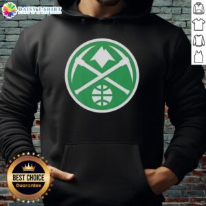 Premium Denver Nuggets white logo hoodie for St. Patrick's Day, featuring a festive design and comfortable fit.