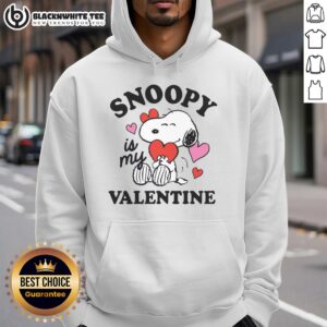 Alt Text: Pretty Peanuts Snoopy Is My Valentine Hoodie featuring Snoopy and heart graphics, perfect for Valentine's Day gifting.
