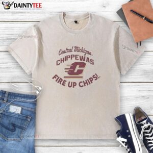 Good Central Michigan Chippewas Fire Up Chips washed T-shirt in red, perfect for CMU fans and casual wear.