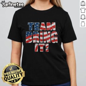 Original Team Bring It Stars and Stripes Ladies Tee featuring a patriotic design in red, white, and blue.