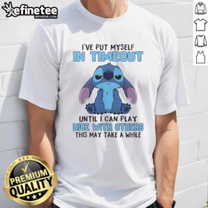Alt Text: Original Stitch 'I've Put Myself In Timeout' T-Shirt featuring a playful design, perfect for casual wear and humor.