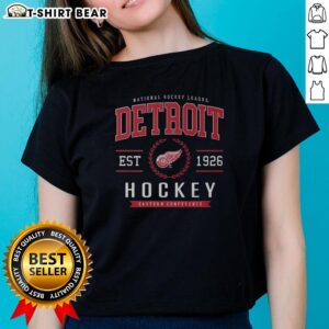 Original Detroit Red Wings Hockey Legacy Crest Ladies Tee featuring iconic team logo and stylish design for fans.