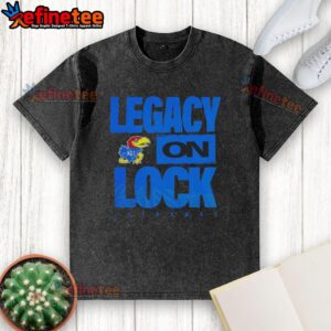 Alt Text: Premium Kansas Jayhawks NCAA 2026 Legacy On Lock-On Mascot Washed T-Shirt featuring vibrant team colors and logo.