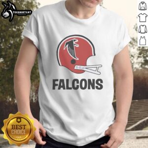 Stylish Atlanta Falcons football logo on a big helmet t-shirt, perfect for fans and game day attire.