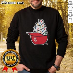 Alt Text: Original St. Louis Cardinals ice cream sweatshirt featuring vibrant team colors and logo for fans and collectors.