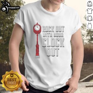 Alt Text: Original Rock Out With Your Clock Out T-Shirt featuring bold graphic design and vibrant colors for music lovers.
