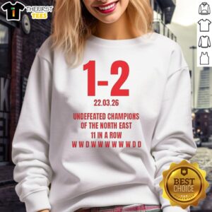 Nice Undefeated Champions of the North East sweatshirt showcasing a bold design celebrating 11 consecutive wins.