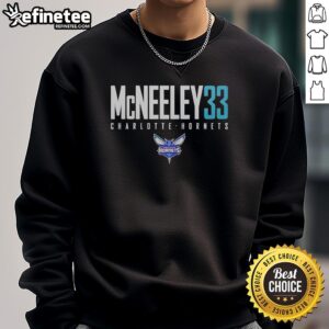 Original Liam McNeeley 33 Charlotte Hornets basketball sweatshirt featuring vibrant team colors and logo design.