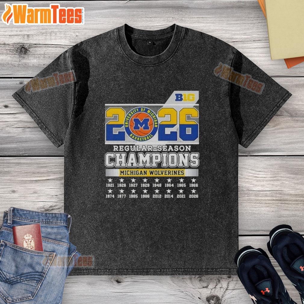 official-2026-big-ten-regular-season-champions-michigan-wolverines-washed-t-shirt Official 2026 Big Ten Regular Season Champions Michigan Wolverines washed t-shirt featuring team logo and championship design.