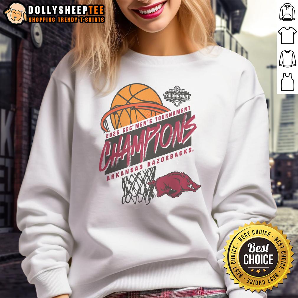Official Arkansas Razorbacks 2026 Sec Men's Basketball Tournament Champions Sweatshirt Official Arkansas Razorbacks 2026 SEC Men's Basketball Tournament Champions sweatshirt in team colors, showcasing pride and victory.