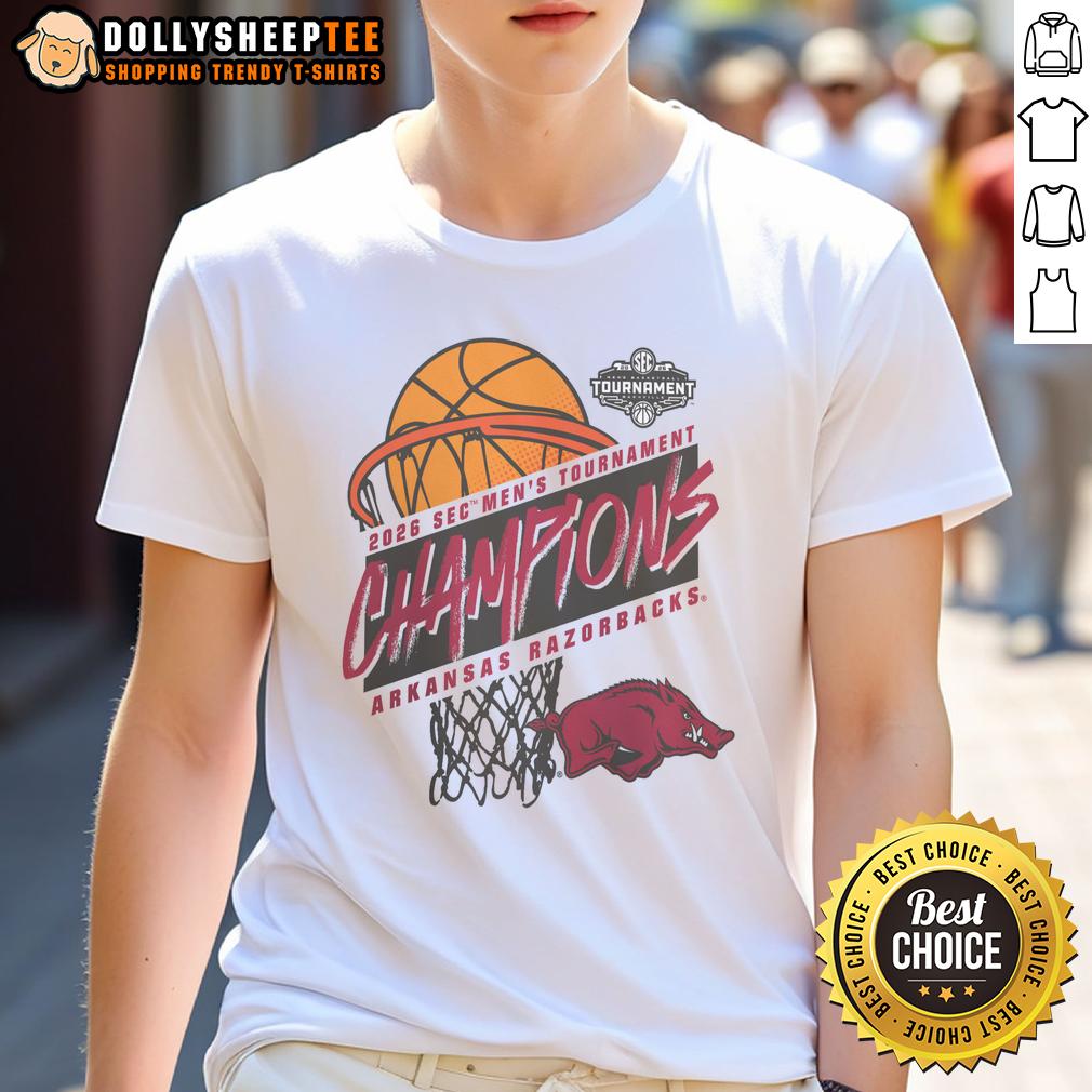 Official Arkansas Razorbacks 2026 Sec Men's Basketball Tournament Champions T-Shirt Official Arkansas Razorbacks 2026 SEC Men's Basketball Tournament Champions T-Shirt featuring team logo and winning design.