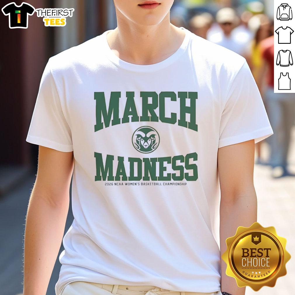 official-colorado-state-rams-march-madness-2026-ncaa-womens-basketball-championship-t-shirt Alt Text: Official Colorado State Rams March Madness 2026 NCAA Women's Basketball Championship T-Shirt in vibrant green and gold.