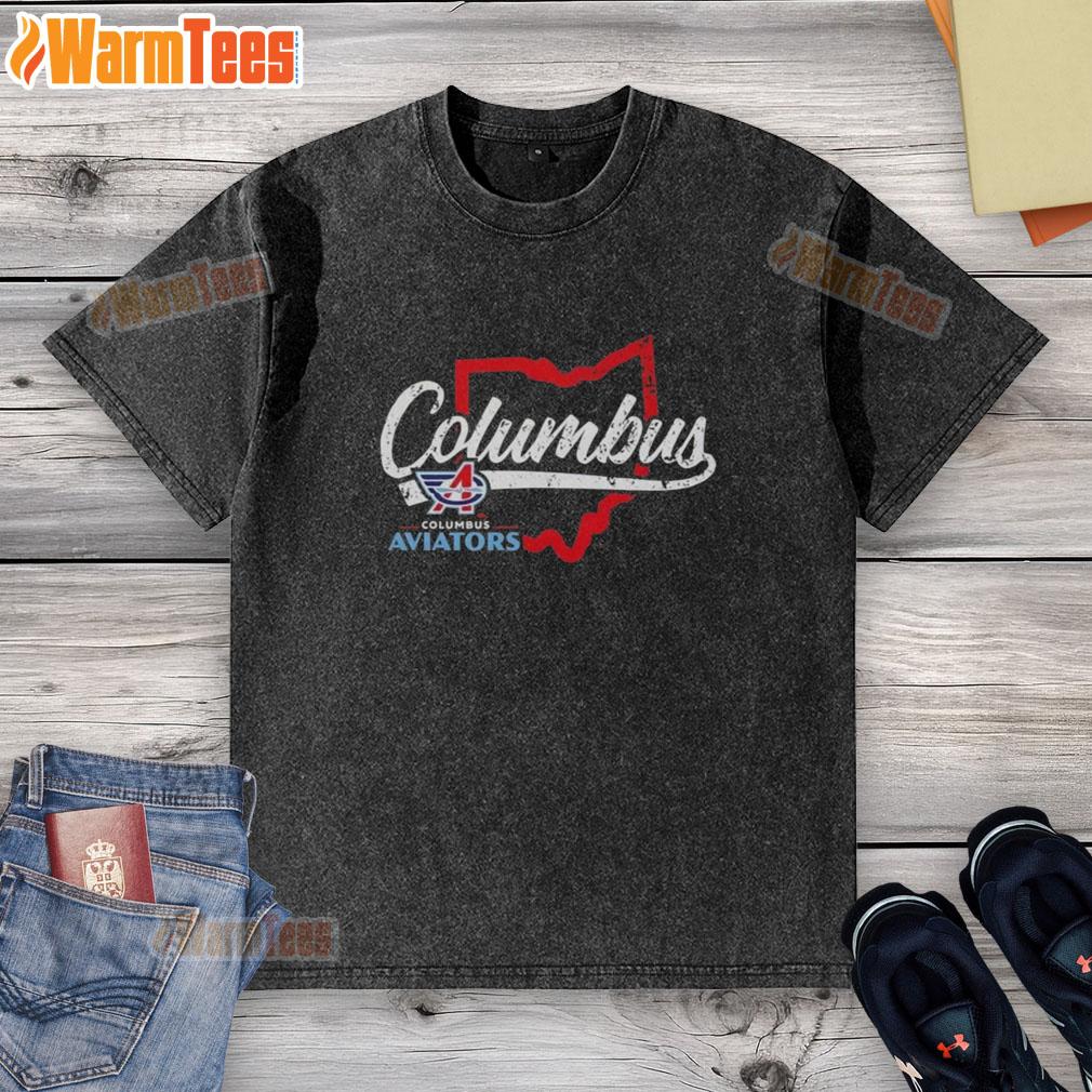 official-columbus-aviators-state-map-washed-t-shirt Official Columbus Aviators state map washed t-shirt featuring a vintage design and soft fabric for comfort.