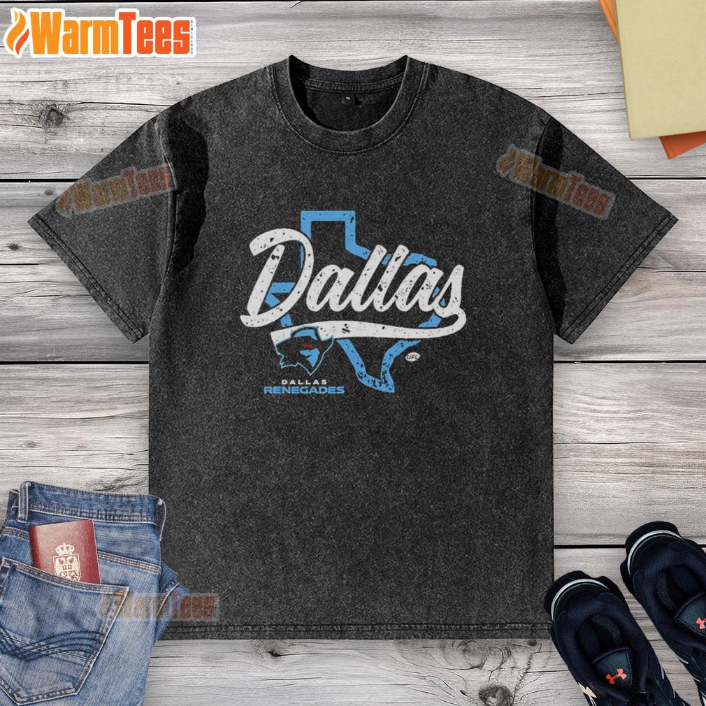 official-dallas-renegades-ufl-state-outline-washed-t-shirt Official Dallas Renegades UFL state outline washed t-shirt showcasing team pride and stylish design for fans.
