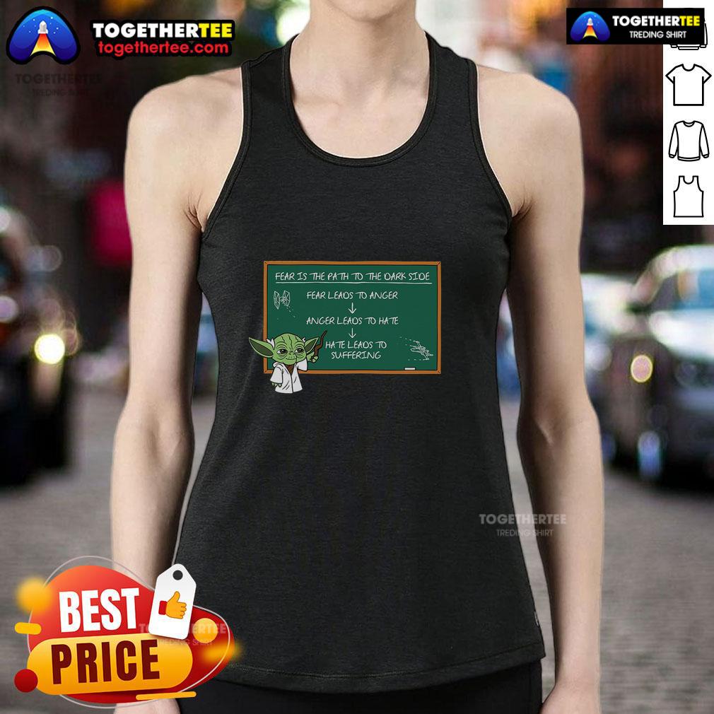 Official Dark Side Lesson Fear Is The Path To The Dark Side Tank Top Official Dark Side Lesson: 'Fear is the Path to the Dark Side' tank top featuring bold graphics and a stylish design.