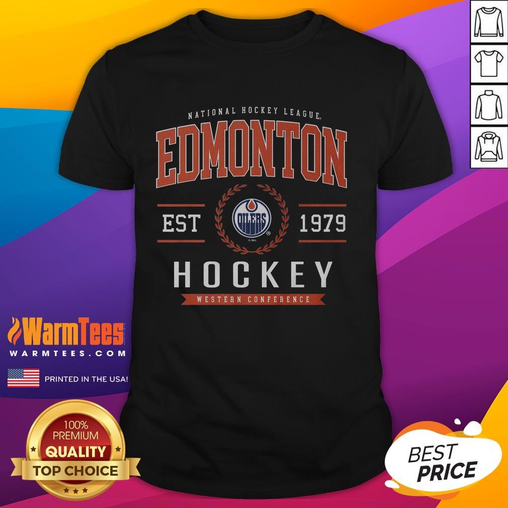 official-edmonton-oilers-hockey-legacy-crest-t-shirt Official Edmonton Oilers Hockey Legacy Crest T-Shirt featuring team colors and logo for fans and collectors.