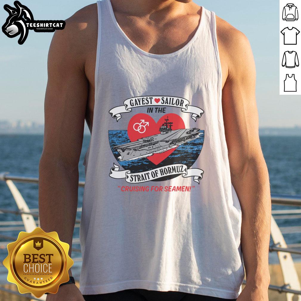 official-gayest-sailor-in-the-strait-of-hormuz-tank-top Official Gayest Sailor in the Strait of Hormuz Tank Top showcasing vibrant colors and playful design for LGBTQ+ pride.