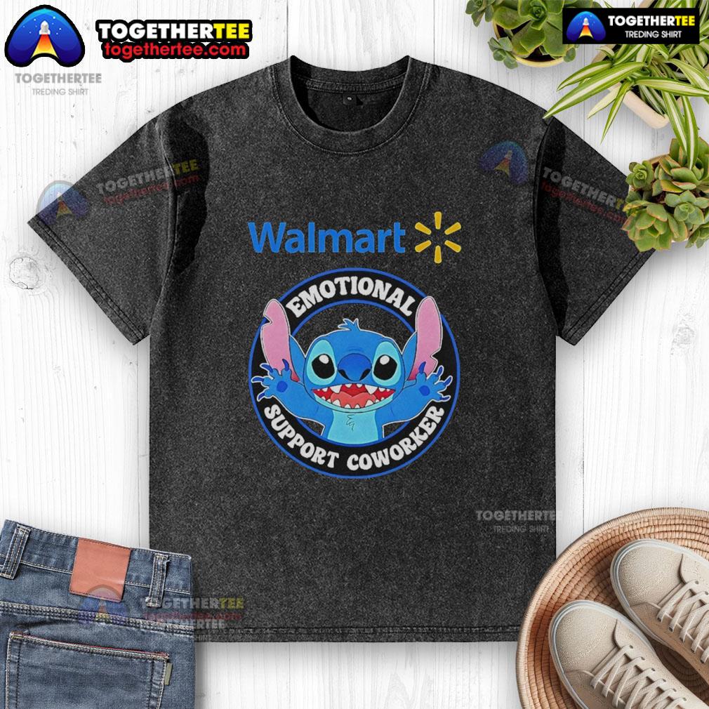 Official Happy Stitch Walmart Emotional Support Coworker Washed T Shirt Official Happy Stitch Walmart Emotional Support Coworker washed t-shirt featuring a playful design for comfort and style.