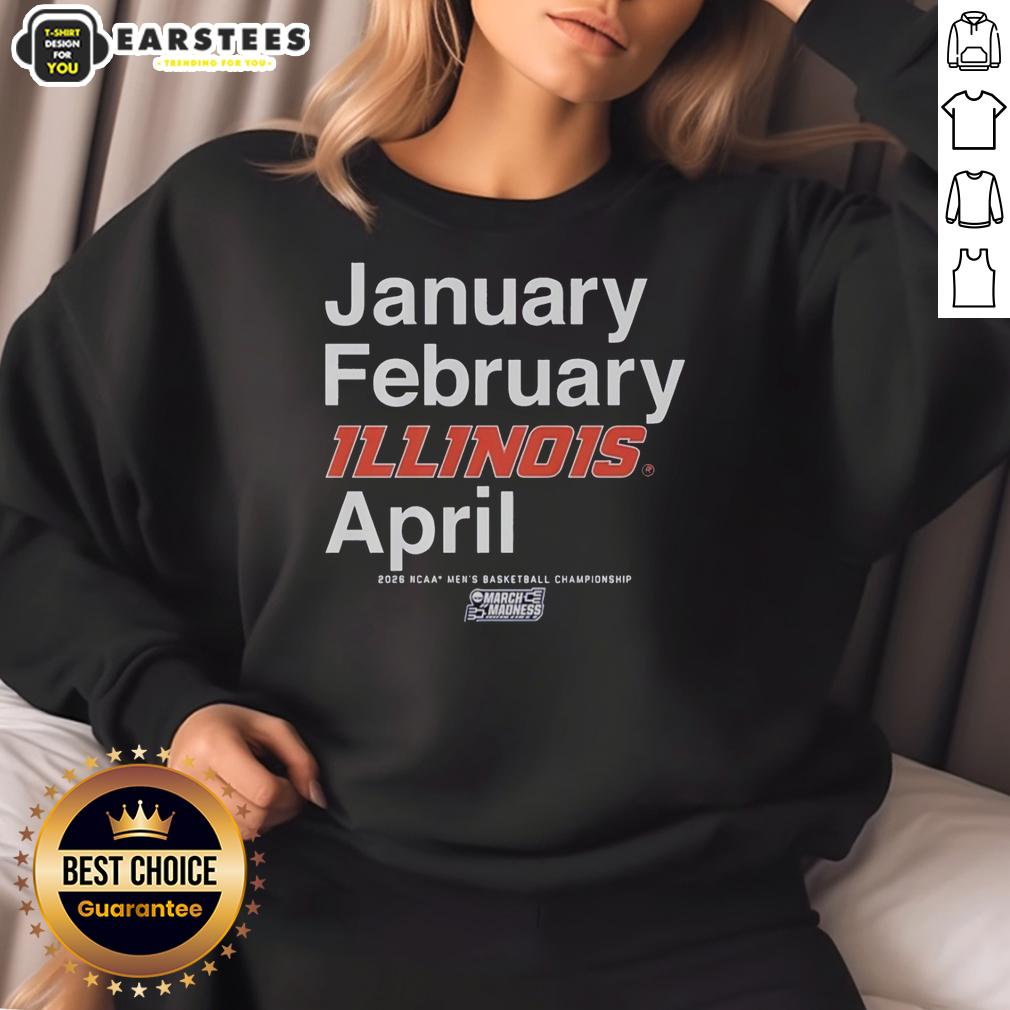 official-illinois-fighting-illini-january-february-april-ncaa-mens-basketball-championship-march-madness-sweatshirt Alt Text: Official Illinois Fighting Illini sweatshirt for NCAA Men's Basketball Championship, perfect for March Madness fans.
