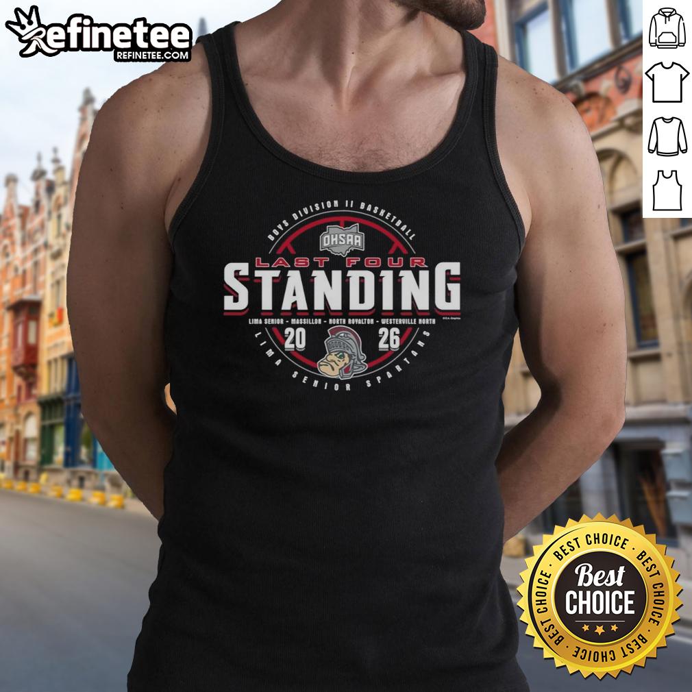 official-lima-senior-spartans-2026-ohsaa-boys-basketball-division-2-last-four-standing-tank-top Alt Text: Official Lima Senior Spartans 2026 OHSAA Boys Basketball Division 2 tank top, celebrating last four standing achievement.