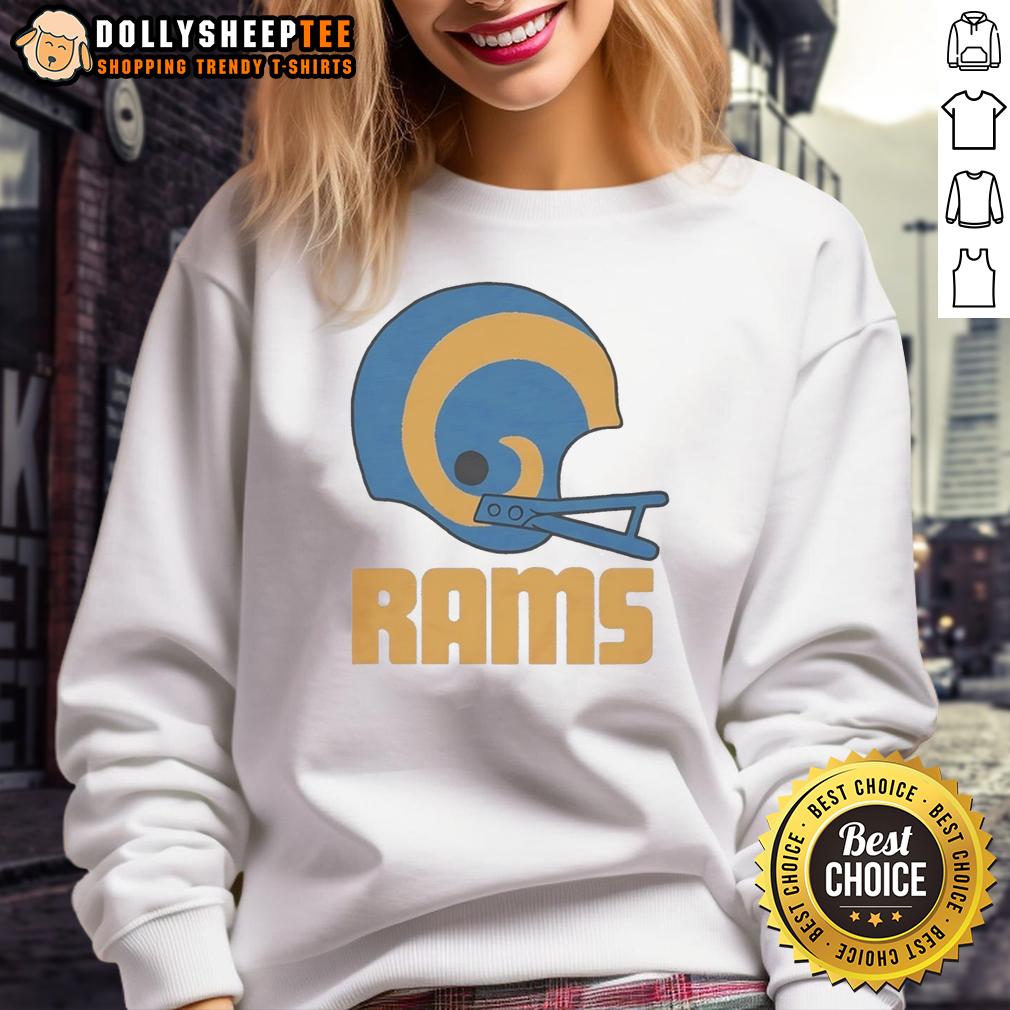 Official Los Angeles Rams Football Logo In Big Helmet Sweatshirt Official Los Angeles Rams football logo on a big helmet sweatshirt, perfect for fans and game day wear.