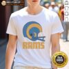 Official Los Angeles Rams football logo displayed on a big helmet t-shirt, perfect for fans and game day attire.