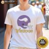 Alt Text: Official Minnesota Vikings football logo displayed on a big helmet t-shirt, perfect for fans and game day wear.